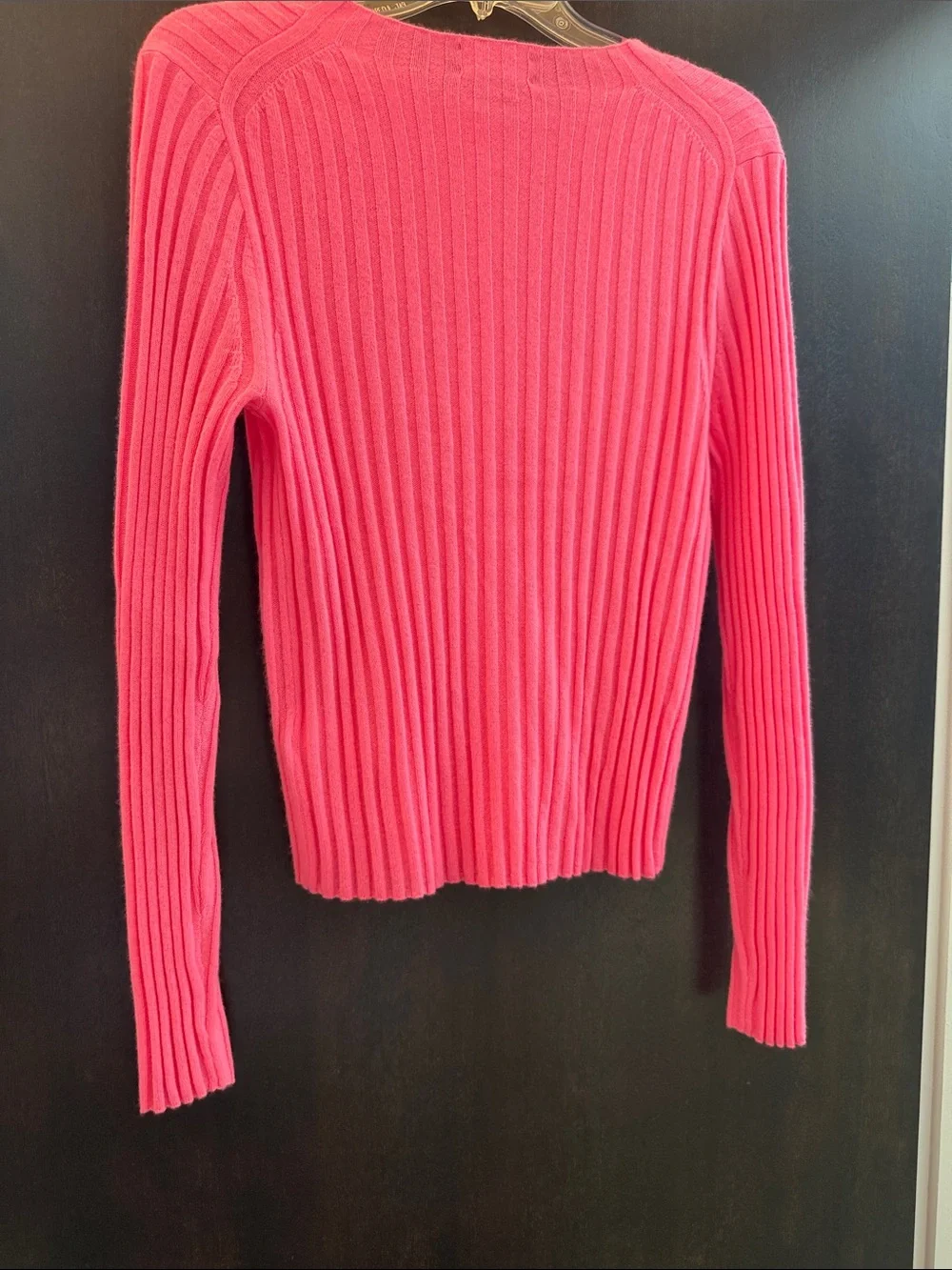 J. Crew Vibrant Pink Ribbed Button-Front Cardigan